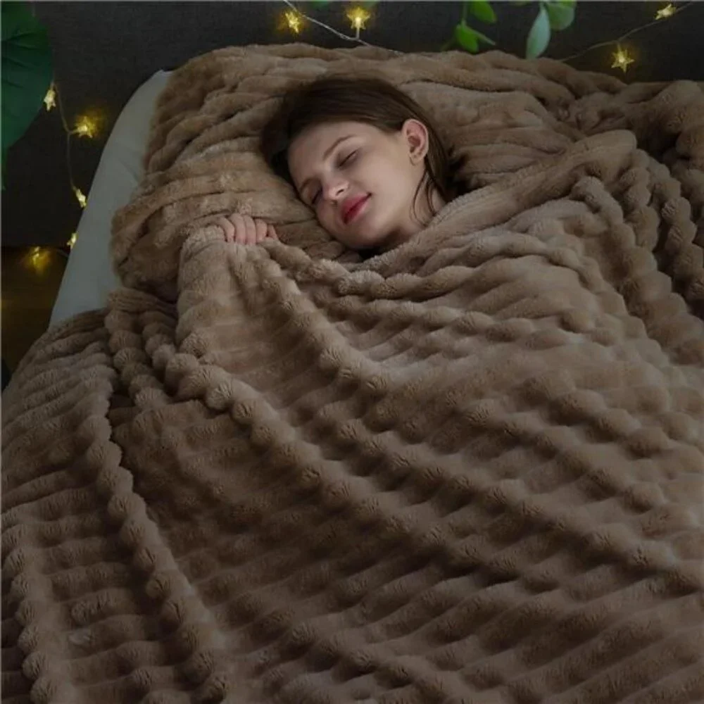Super Soft Blanket Premium Silky Flannel Fleece 3D Ribbed Color: Taupe
